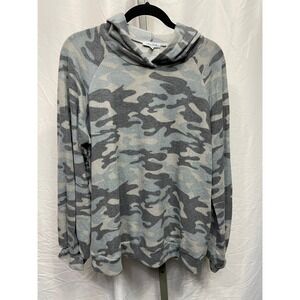White Birch Camouflage Print Long Sleeve Hoodie Top Womens Size L